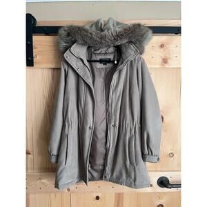 IZZI Collection Fox Fur Tan Hooded Women’s Winter Coat Size M